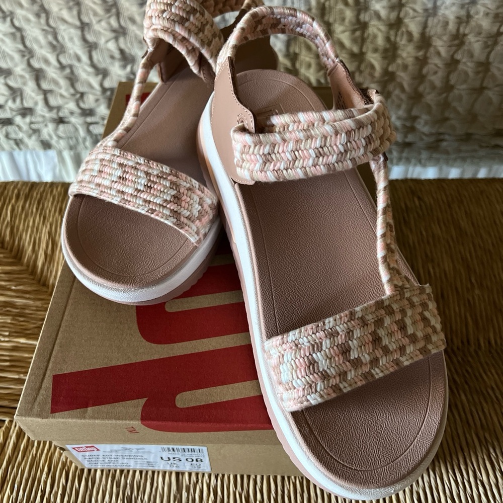 FitFlop Pink Woven Strap Platform Sandals